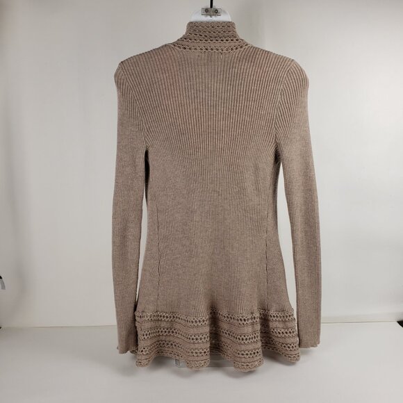 ELEMENTZ Sz PS Cardigan Sweater Tan Taupe Khaki Open Knit Weave Women Petite - Picture 3 of 16